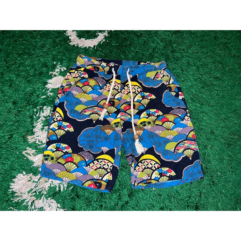 Vintage Graphic Blue Multicolor Shorts Short Bottoms VTG OS